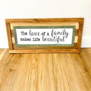 Hobby Lobby “The Love of a Family Makes Life Beautiful” Wooden Wall Sign Decor